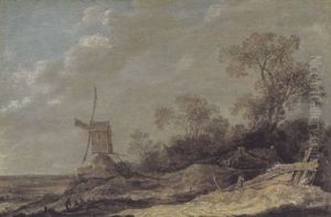 Hollandische Dunenlandschaft Mit Windmuhle by Pieter De Molijn