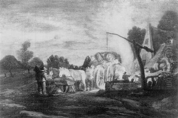 Travellers Resting Outside An Inn By Night - view 1