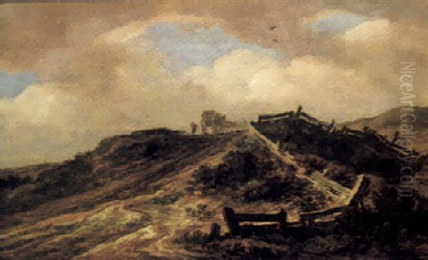 Hilly Landscape With Travellers - view 1
