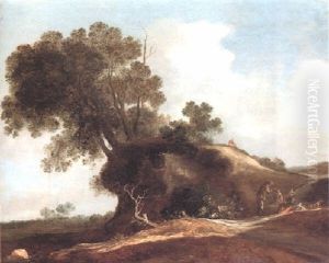 Family Resting In A Wooded Dune Landscape by Pieter De Molijn
