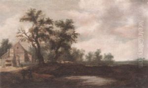 A Dune Landscape With Huntsman By A Pond