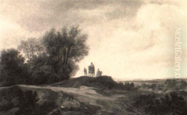 Peasants Resting By A Track In The Dunes With Travellers Approaching - view 1