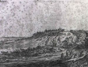 Paysage Vallonne Avec Un Groupe De Personnages Sur Le Bord D'un Chemin by Pieter De Molijn