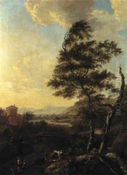 Hilly Landscape With Peasants - view 1