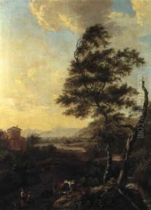 Hilly Landscape With Peasants by Pieter De Molijn