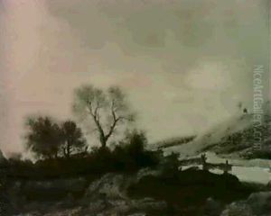 Dune Landscape With Figures On A Hillock To The Right And A Cluster Of Trees To The Left