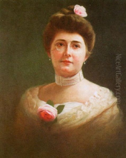 Portrait Of A Lady With Roses - view 1