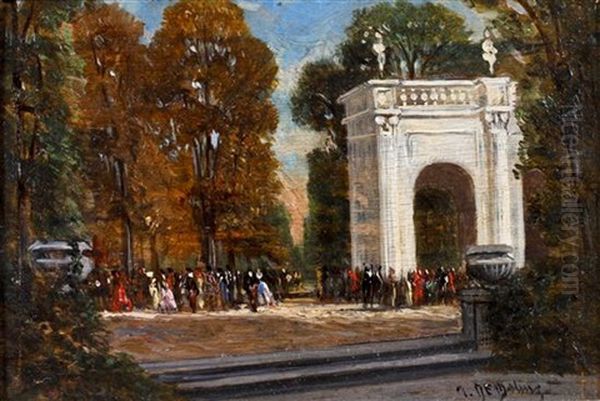 People At The Park Entrance - view 1