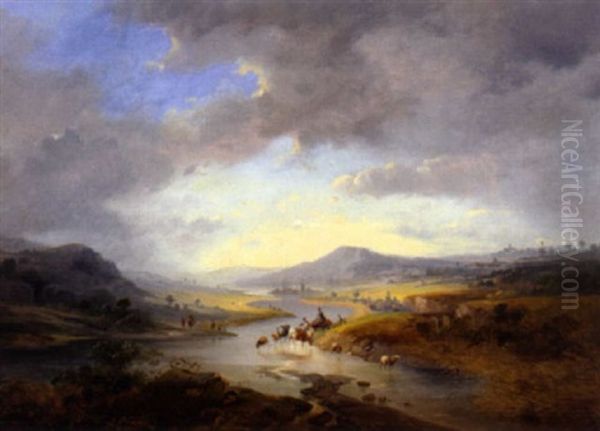 Weite Fluslandschaft Mit Hirten Und Herde - view 1