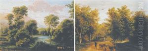 Waldlandschaft Mit Bauer Und Kuhen by Martin von Molitor