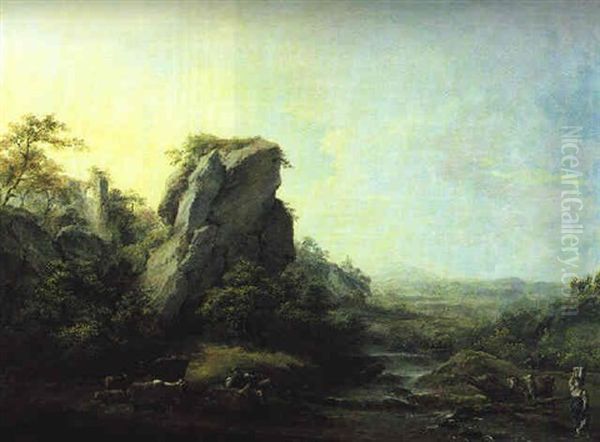 Ideale Fluslandschaft Mit Hirten Und Herde - view 1