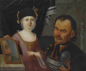 Doppelbildnis Eines Vaters Mit Seiner Vierjahrigen Tochter by Josef Adam Ritter von Moelk