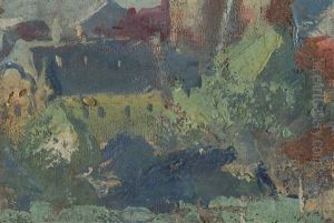 Small Landscape With Houses (oil Sketch) by Carl Moll