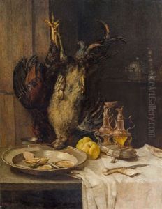 Groses Stillleben Mit Fasanen, Austern, Quitten Und Zinngeschirr
