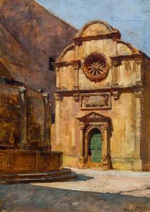 Ragusa, Erloserkirche Und Onofrio-brunnen Beim Pile-tor