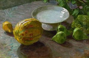 Stillleben Mit Melone Und Birnen by Carl Moll