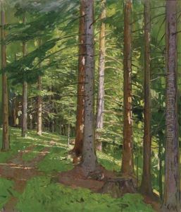 Sonnendurchfluteter Wald, Semmering by Carl Moll