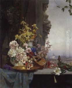 Am Fenster, Blick Auf Die Karlskirche by Carl Moll