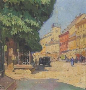 Platz Mit Grosem Baum by Carl Moll