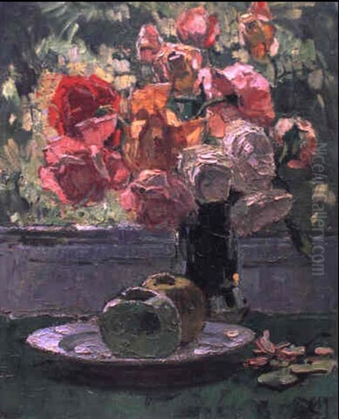 Stilleben Mit Rosen Und Apfeln - view 1
