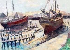 Op De Scheepshelling Scheveningen' / Slipway In Scheveningen Harbour by Evert Moll