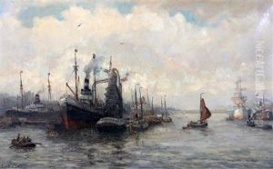 Havengezicht Met Graanelevator by Evert Moll
