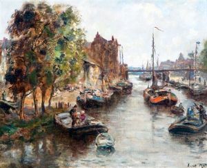 Stadje Met Boten Aan De Kade