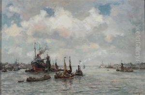 Gezicht Op De Maas Te Rotterdam by Evert Moll