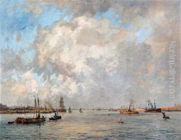 Havengezicht Met Zware Wolkenlucht - view 1
