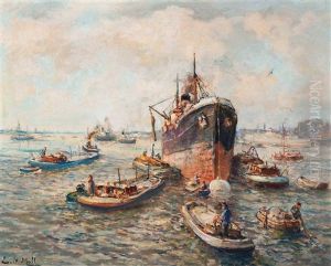 Activity In The Rotterdam Harbour by Evert Moll