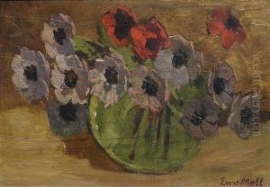 Stilleben Mit Stiefmutterchen In Einer Glasvase by Evert Moll