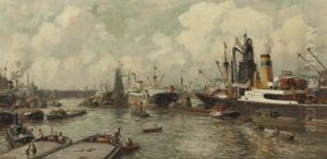 Maashaven Rotterdam - A Busy Day In The Harbour by Evert Moll