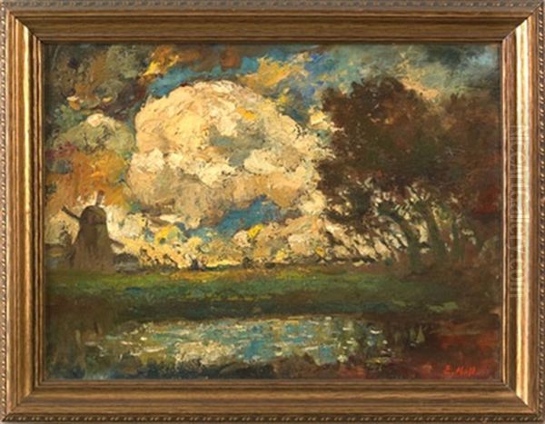 Landscape With Windmill, Pond, And Trees - view 1