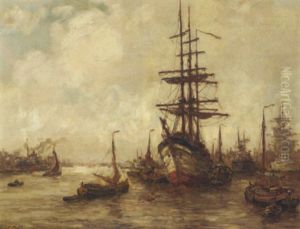A Three-master In A Busy Harbour A Three-master In A Busy Harbour