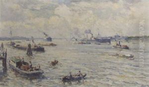 A Harbour Scene, Rotterdam by Evert Moll