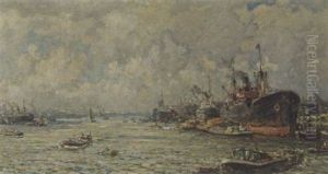 Ships Docked In The Harbour by Evert Moll
