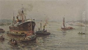 Boats In The Harbour, Rotterdam by Evert Moll