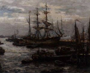 Busy Harbour by Evert Moll