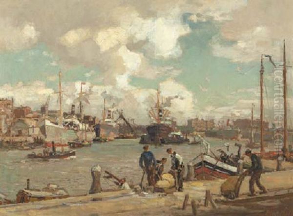 The Harbour Of Rotterdam With Figures On A Quay - view 1