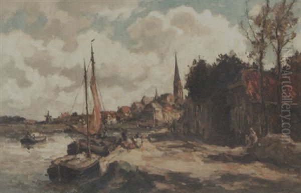 Moored Boats In The Harbour Of Leidschendam - view 1
