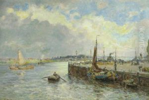 Hollandischer Hafen Unter Aufklarendem Himmel by Evert Moll