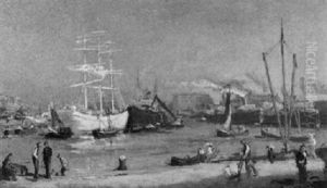 Weises Segelschiff Im Hafen Von Rotterdam by Evert Moll
