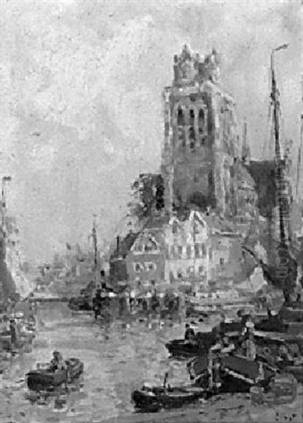 The Harbour Of Dordrecht, With The Grote Kerk Beyond - view 1