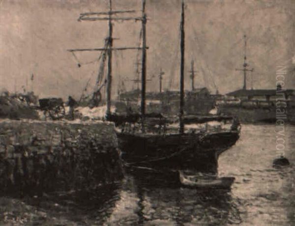 A Three-masted Moored In A Harbour (scheveningen?) - view 1