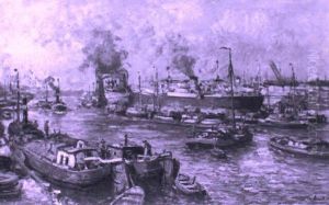 Shipping In A Rotterdam Harbour by Evert Moll