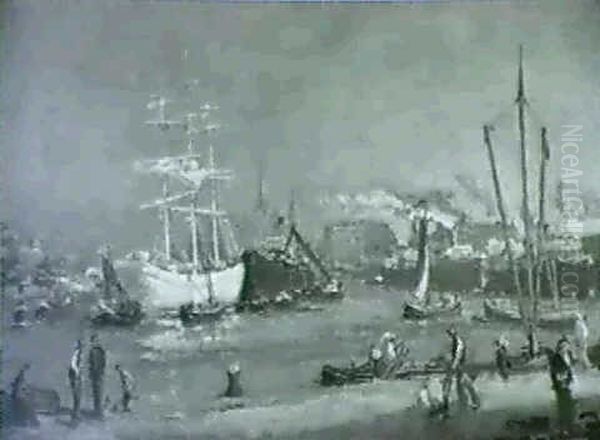 A White Three Master In A Busy Harbour - view 1