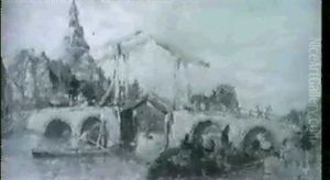 Gegenstucke: Hollandische Gracht Mit                        Heberbrucke Und Bootsstaffage