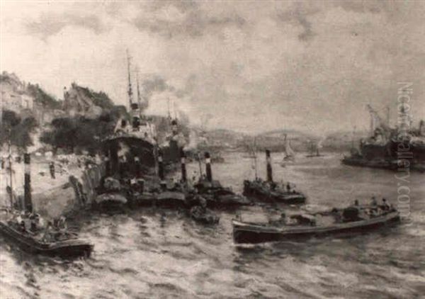 The Harbor Of Rotterdam With Tugboats - view 1