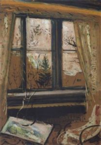 Fensterausblick Auf Winterliche Landschaft by Oskar Moll