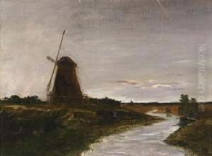 Windmuhle An Einer Gracht by Oskar Moll